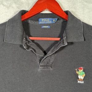 Polo Ralph Lauren Polo Shirt Mens XL Black Polo‎ Bear Custom Fit Embroidered